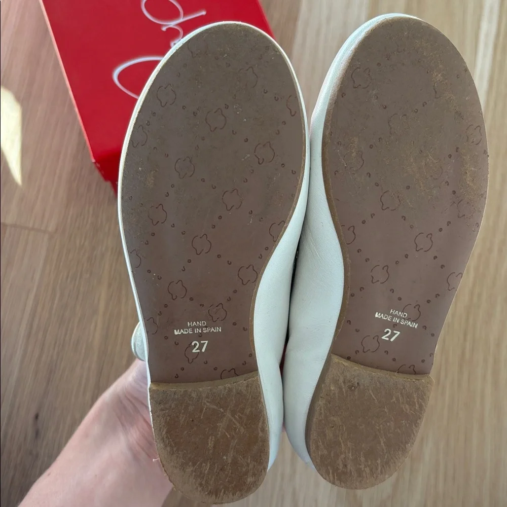 Eli 1957 Off-White Leather Cut Out Mary Jane Shoes for Little Girls